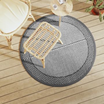 Tappeto da Esterno ARAKIL Grigio Ø120 cm in PP