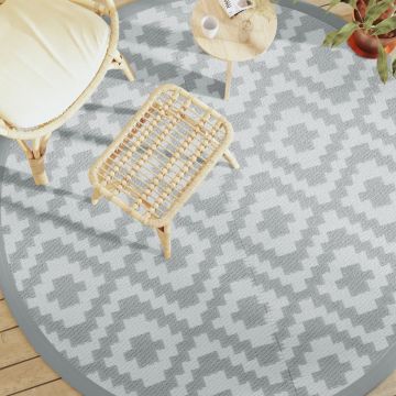 Tappeto da Esterno ARAKIL Grigio Ø200 cm in PP