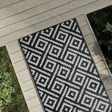 Tappeto da Esterni ARAKIL Bianco e Nero 80x150 cm in PP