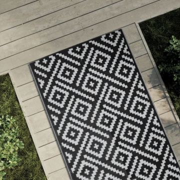 Tappeto da Esterno ARAKIL Bianco e Nero 80x250 cm PP