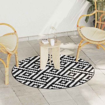Tappeto da Esterni ARAKIL Bianco e Nero Ø120 cm in PP