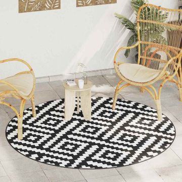 Tappeto da Esterni ARAKIL Bianco e Nero Ø200 cm in PP