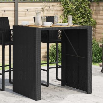 Tavolo Bar da Giardino Piano in Acacia 105x80x110 cm Polyrattan