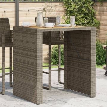Tavolo Bar da Giardino Piano in Acacia 105x80x110 cm Polyrattan