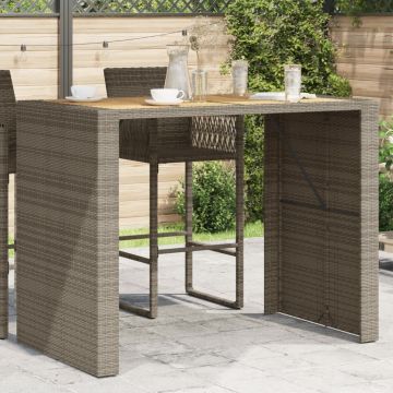 Tavolo Bar da Giardino Piano in Acacia 145x80x110 cm Polyrattan