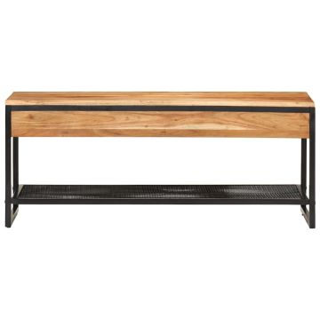 Panca da Giardino 110x35x45 cm Legno Massello di Acacia e Ferro