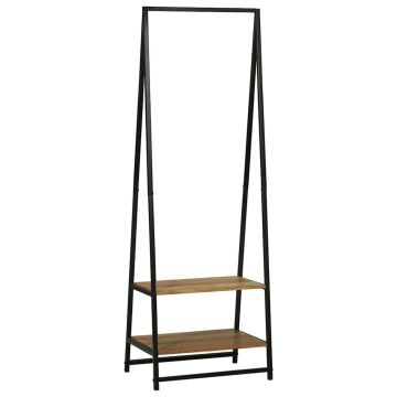 Stendibiancheria Nero 60 x 45 x 180 cm Legno di Acacia Massello