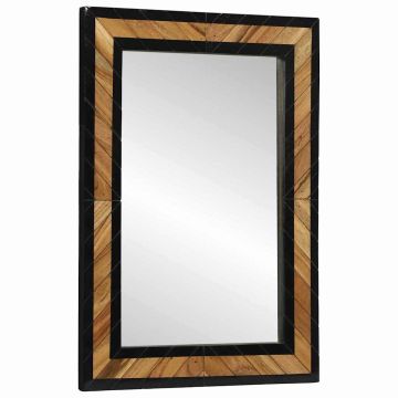 Specchio da parete Rettangolare Nero e Marrone 70 x 2 x 70 cm