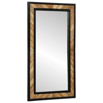 Specchio da parete Rettangolare Nero e Marrone 50 x 2 x 90 cm
