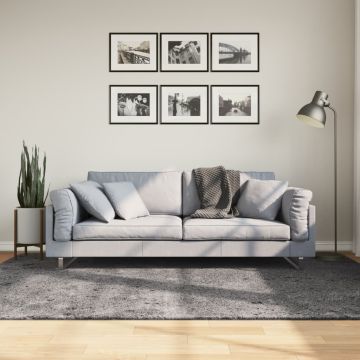 Tappeto Pelo Corto HUARTE Morbido Lavabile Antracite 160x230 cm