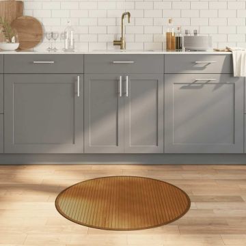 Tappeto Rotondo Marrone 80 cm in Bambù