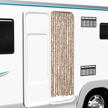 Tenda Antimosche Beige e Marrone Scuro 56x185 cm in Ciniglia