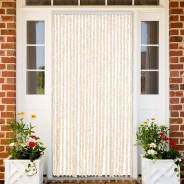 Tenda Antimosche Beige e Bianca 100x230 cm in Ciniglia