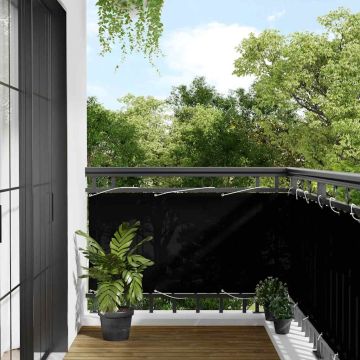 Paravento da Balcone Nero 75x800 cm 100% Poliestere Oxford