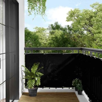 Paravento da Balcone Nero 90x700 cm 100% Poliestere Oxford