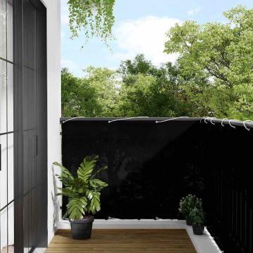 Paravento da Balcone Nero 120x700 cm 100% Poliestere Oxford