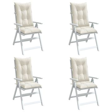 Cuscini Sedia Schiena Alta 4 Crema Mélange 120x50x7 Tessuto