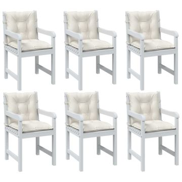 Cuscini Sedia Schiena Bassa 6 pz Crema Mélange 100x50x7 Tessuto