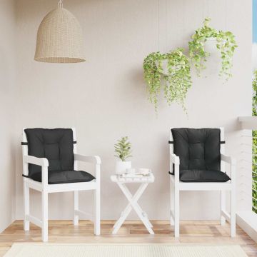 Set di Cuscini per Sedia Bassa 2 pz Poliestere Melange Nero