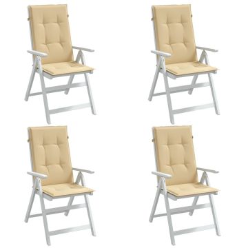 Cuscini Sedia Schiena Alta 4 Beige Mélange 120x50x4 Tessuto