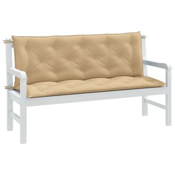 Cuscini Panca Giardino 2pz Beige Mélange 150x50x7 cm Tessuto