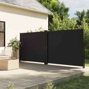 Tenda da Sole Laterale Retrattile Nera 180x600 cm