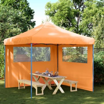 Tendone per Feste Pieghevole Pop-Up con 2 Pareti Arancione