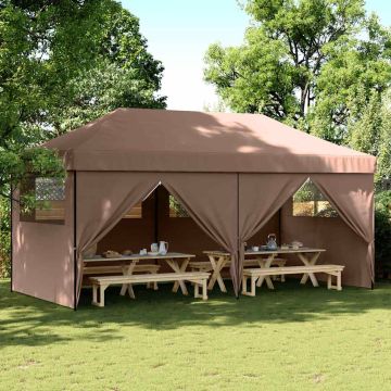 Tendone per Feste Pieghevole Pop-Up con 4 Pareti Marrone