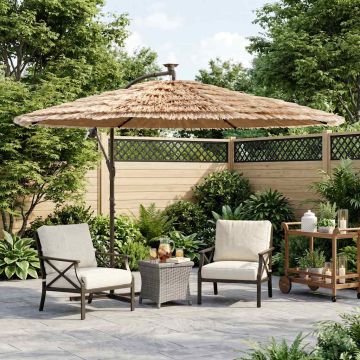 Ombrellone Giardino LED e Palo in Acciaio Marrone 290x290x238cm