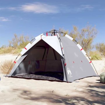 Tenda da Spiaggia 3 Persone Grigio Rilascio Rapido Impermeabile
