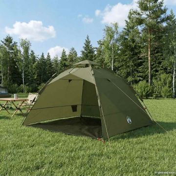 Tenda da Pesca 4 Persone Verde Oliva a Rilascio Rapido