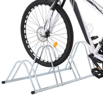 Supporto per 4 Bici da Pavimento Autoportante Acciaio Zincato