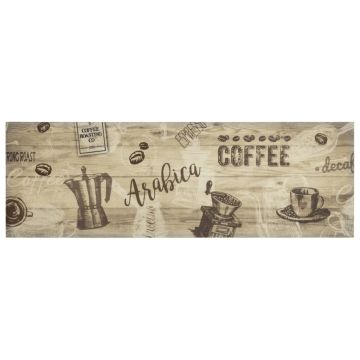 Tappeto da Cucina Lavabile Marrone Caffè 60x180 cm in Velluto