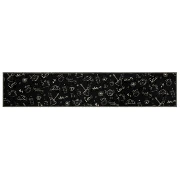 Tappeto da Cucina Lavabile Nero Mattutino 60x300 cm in Velluto