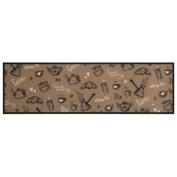 Tappeto da Cucina Lavabile Marrone Mattutino 45x150 cm Velluto