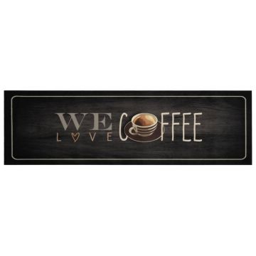 Tappeto da Cucina Lavabile Testo Caffè 45x150 cm in Velluto