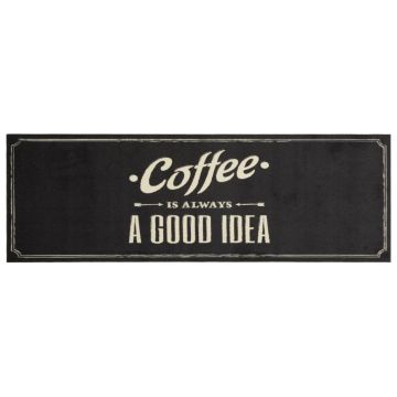 Tappeto da Cucina Lavabile Testo Caffè 60x180 cm in Velluto