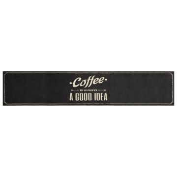 Tappeto da Cucina Lavabile Testo Caffè 60x300 cm in Velluto
