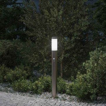 Lampada a paletto con sensore 80 cm Acciaio Inox IP44
