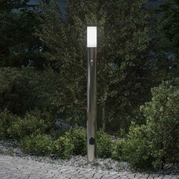 Lampada a paletto con sensore e presa 110 cm Acciaio Inox IP44