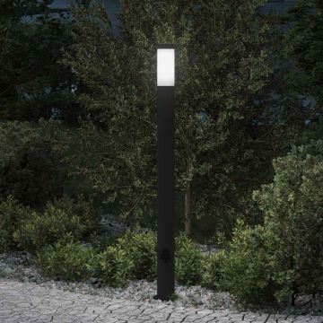 Lampada a paletto con presa elettrica 110 cm Acciaio Inox IP44