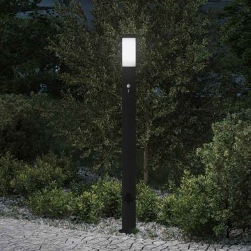 Lampada a paletto con sensore e presa 110 cm Acciaio Inox IP44