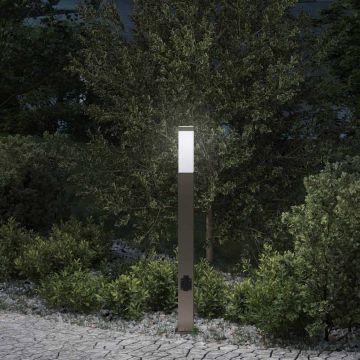 Lampada a paletto con presa elettrica 80 cm Acciaio Inox IP44