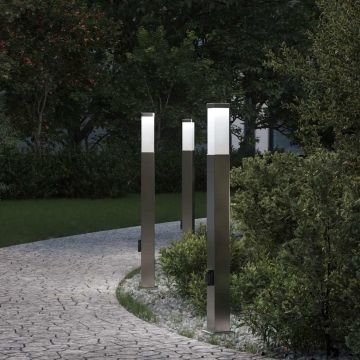 Lampioni a colonnina con presa elettrica 3 pz 80 cm Acciaio Inox IP44