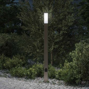 Lampada a paletto con presa elettrica 110 cm Acciaio Inox IP44