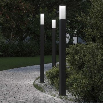 Lampioni a palo 3 pz 110 cm Nero IP44