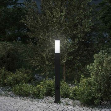 Lampada a paletto con presa elettrica 80 cm Nera IP44