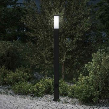 Lampada a paletto con presa di corrente 110 cm Nera IP44