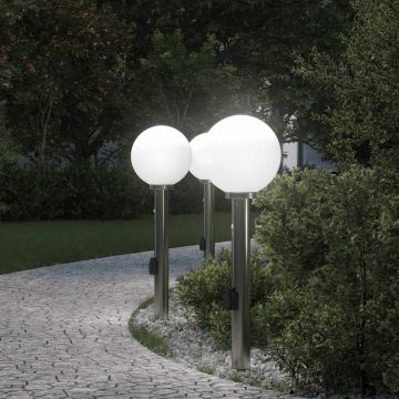 Lampioni a dissuasore con sensore e presa 3 pz 80 cm Acciaio Inox IP44
