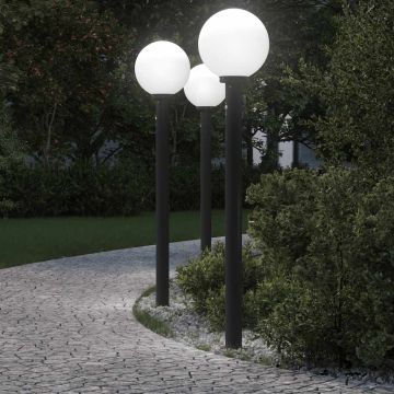 Lampioni a paletto con sensore 3 pz 120 cm neri IP44